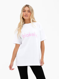 Lila Oversized T-Shirt - White & Pastel Pink