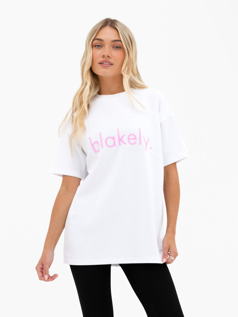 Lila Oversized T-Shirt - White & Pastel Pink