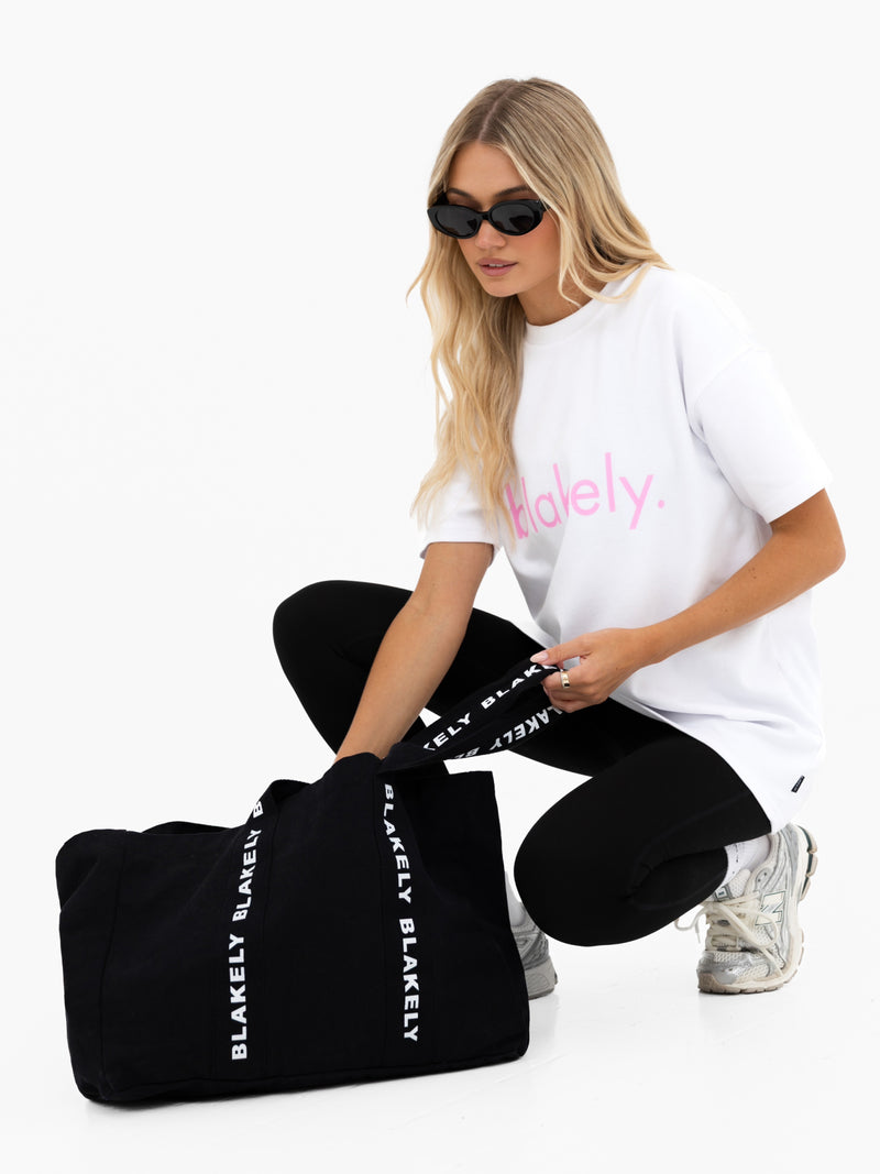 Lila Oversized T-Shirt - White & Pastel Pink