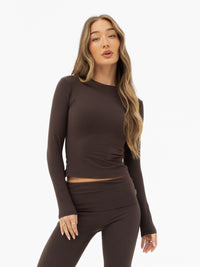 Lucia Long Sleeve Top - Chocolate Brown