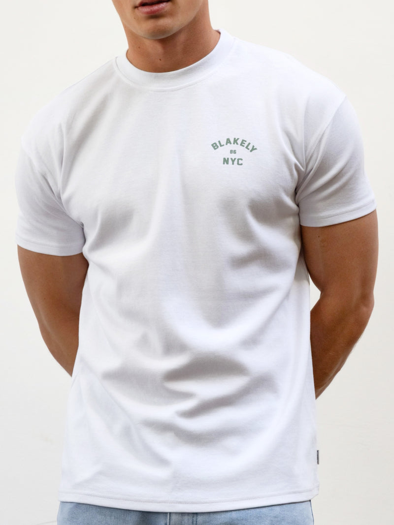 NYC Relaxed T-Shirt - White & Sage Green