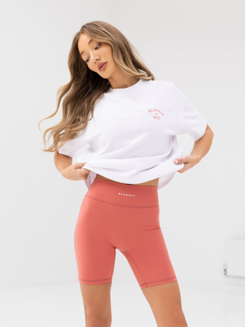 NYC Oversized T-Shirt - White & Sunrise Coral