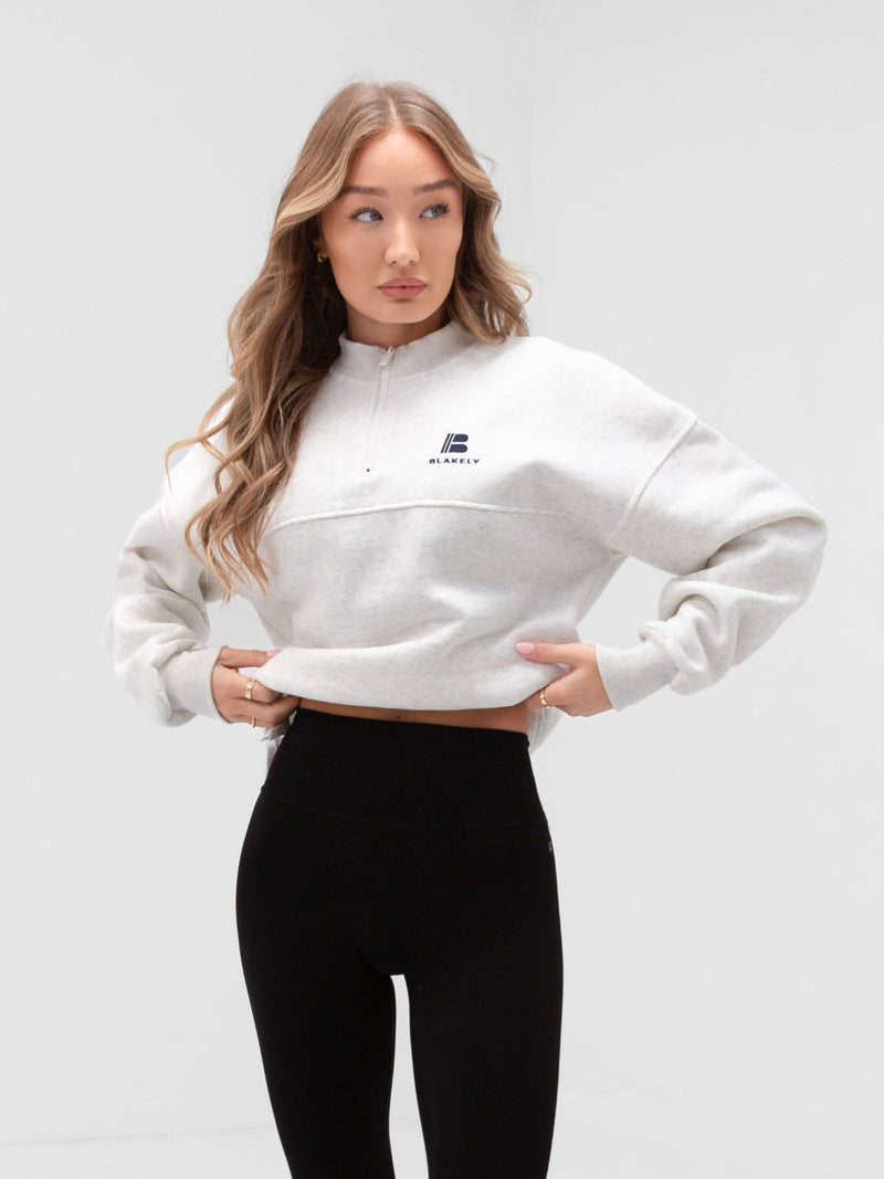 Apex Pro 1/4 Zip Sweater - Marl White