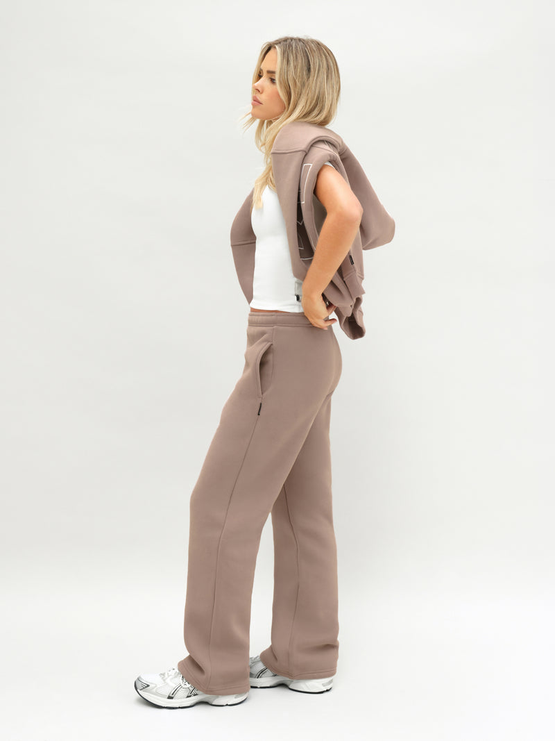 Isabel Wide Leg Sweatpants - Soft Brown