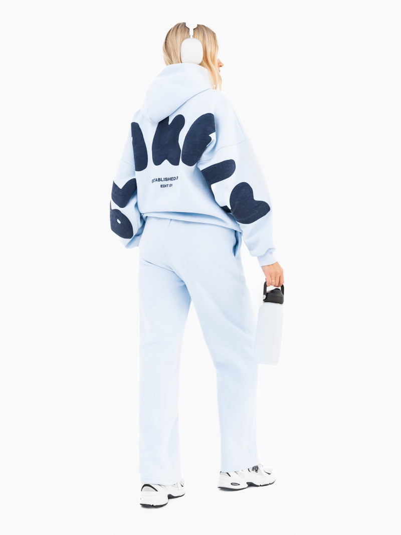 Isabel Wide Leg Sweatpants - Soft Blue