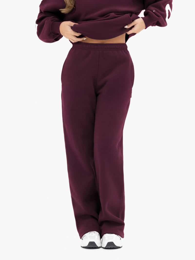 Isabel Wide Leg Sweatpants - Dark Cherry