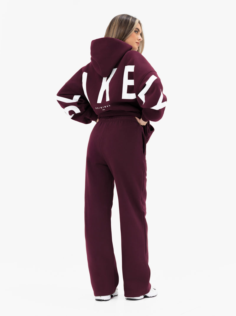 Isabel Wide Leg Sweatpants - Dark Cherry