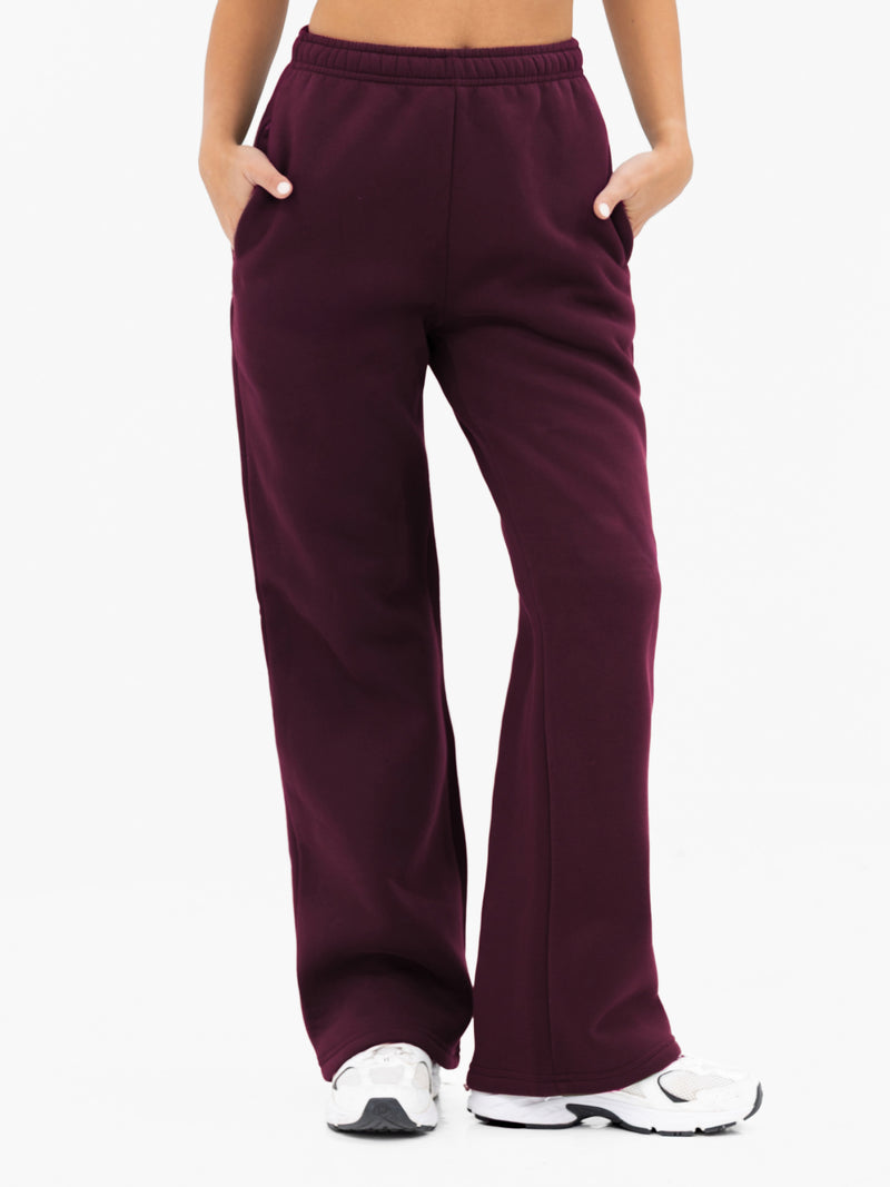 Isabel Wide Leg Sweatpants - Dark Cherry