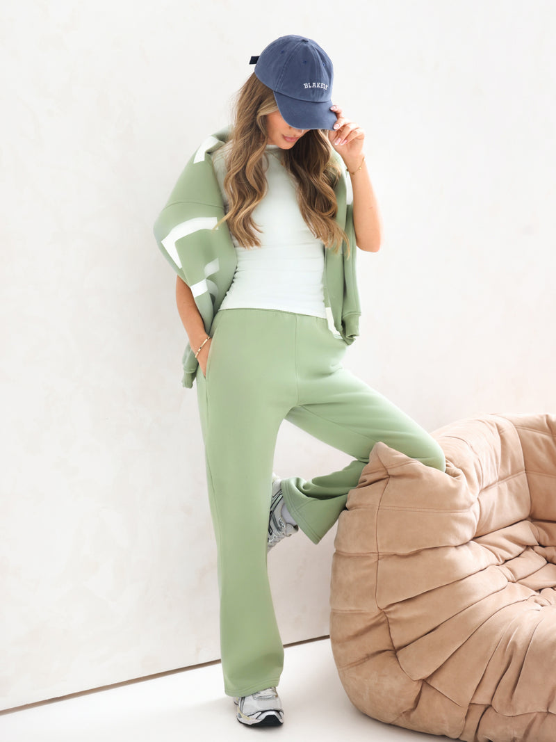 Isabel Wide Leg Sweatpants - Matcha Green