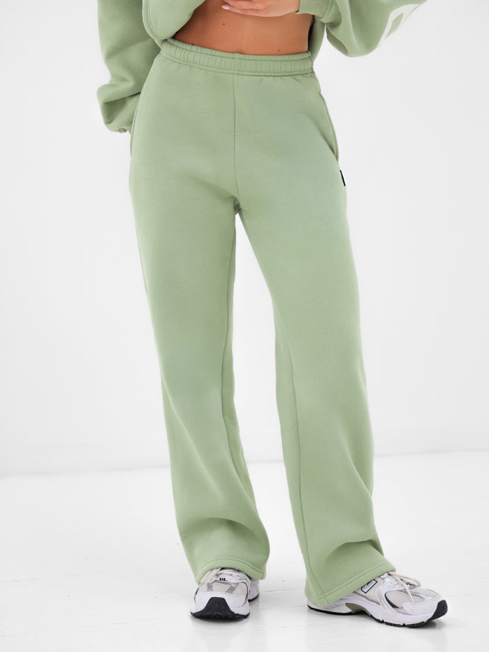 Isabel Wide Leg Sweatpants - Matcha Green