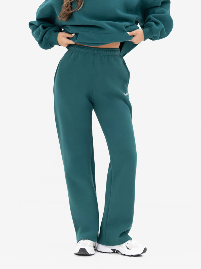 Freya Wide Leg Sweatpants - Deep Green