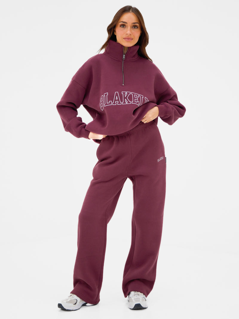 Outline Heritage Wide Leg Sweatpants - Old Burgundy
