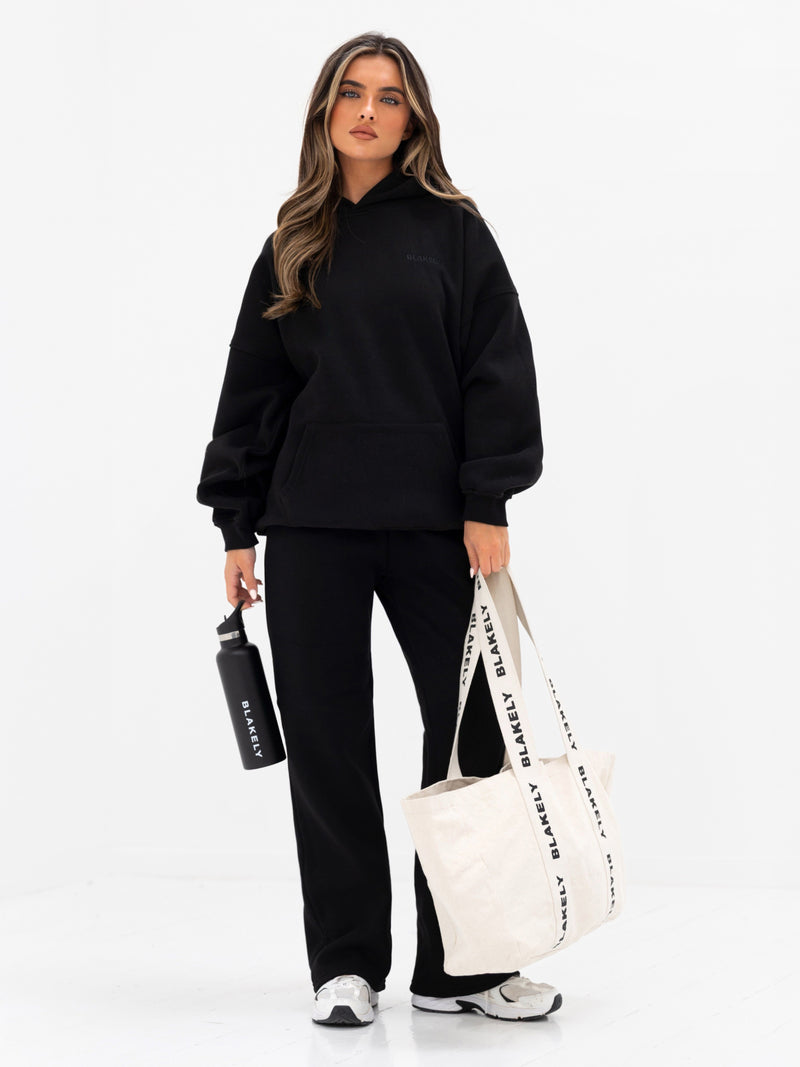 Kayla Wide Leg Sweatpants - Black