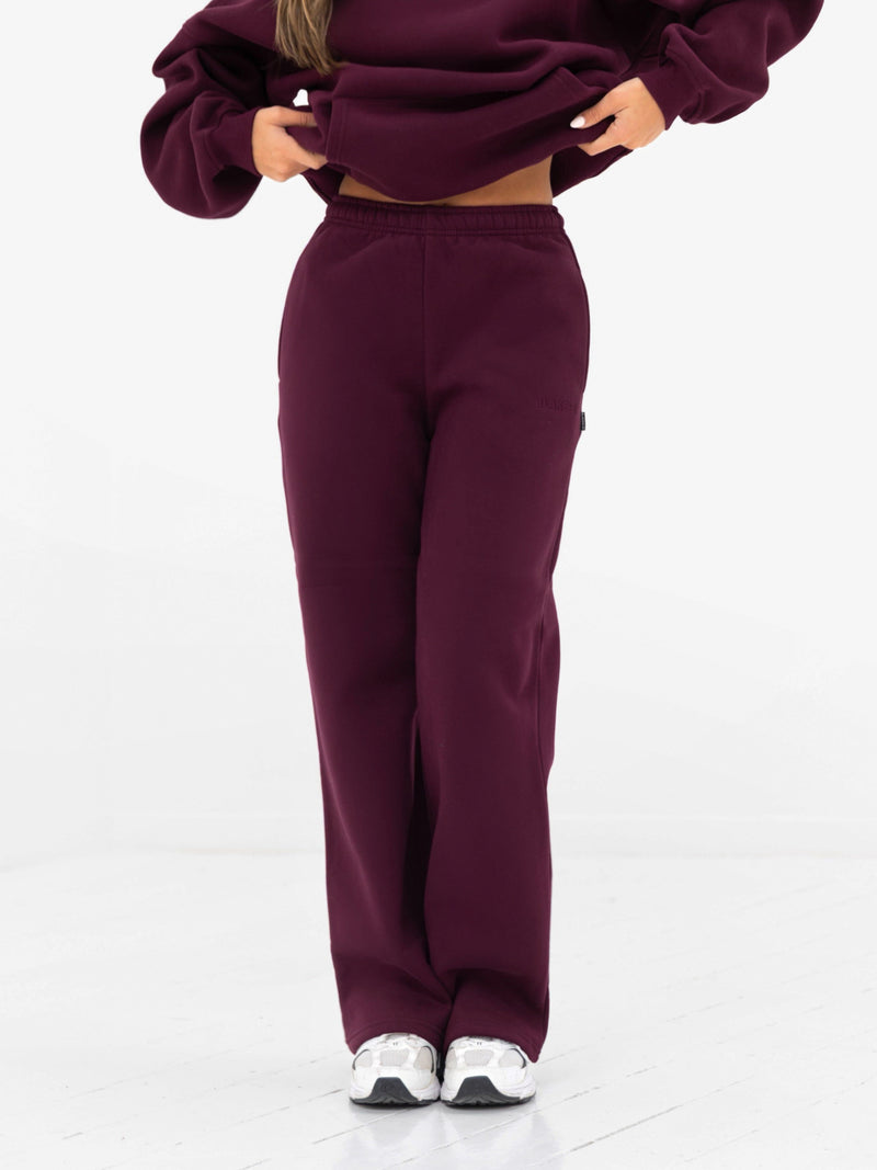 Kayla Wide Leg Sweatpants - Dark Cherry