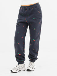 Rhea Cherry Print Cuffed Sweatpants - True Navy