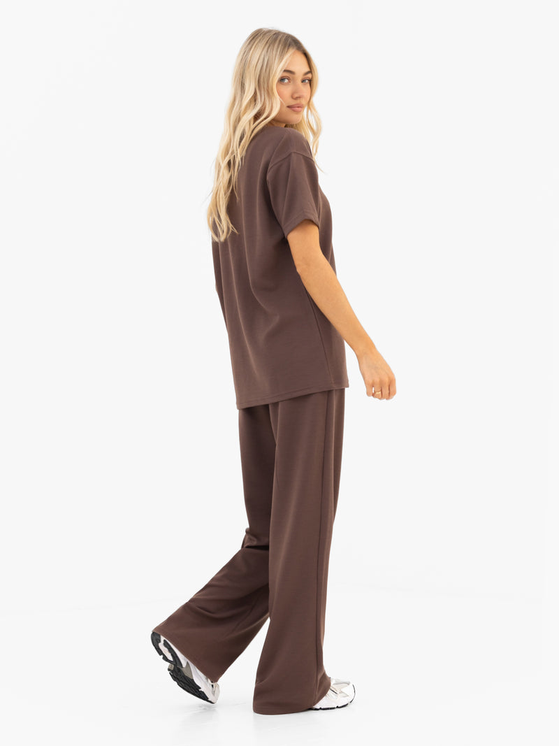 Soft Waffle Oversized T-Shirt - Brown