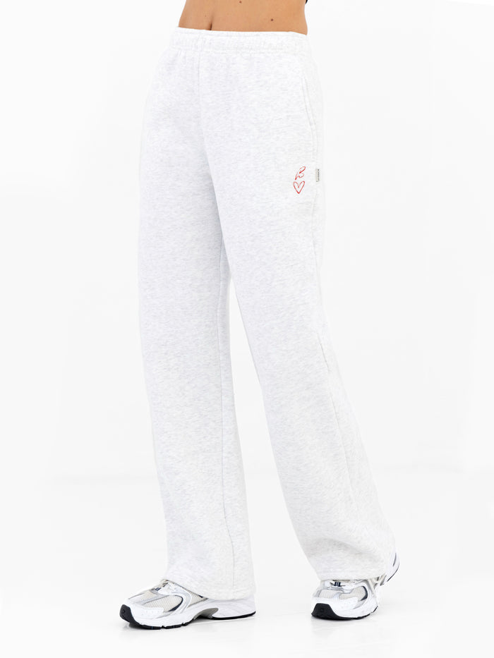 Esme Wide Leg Sweatpants - Marl White
