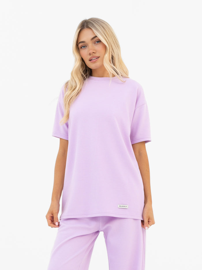 Soft Waffle Oversized T-Shirt - Purple