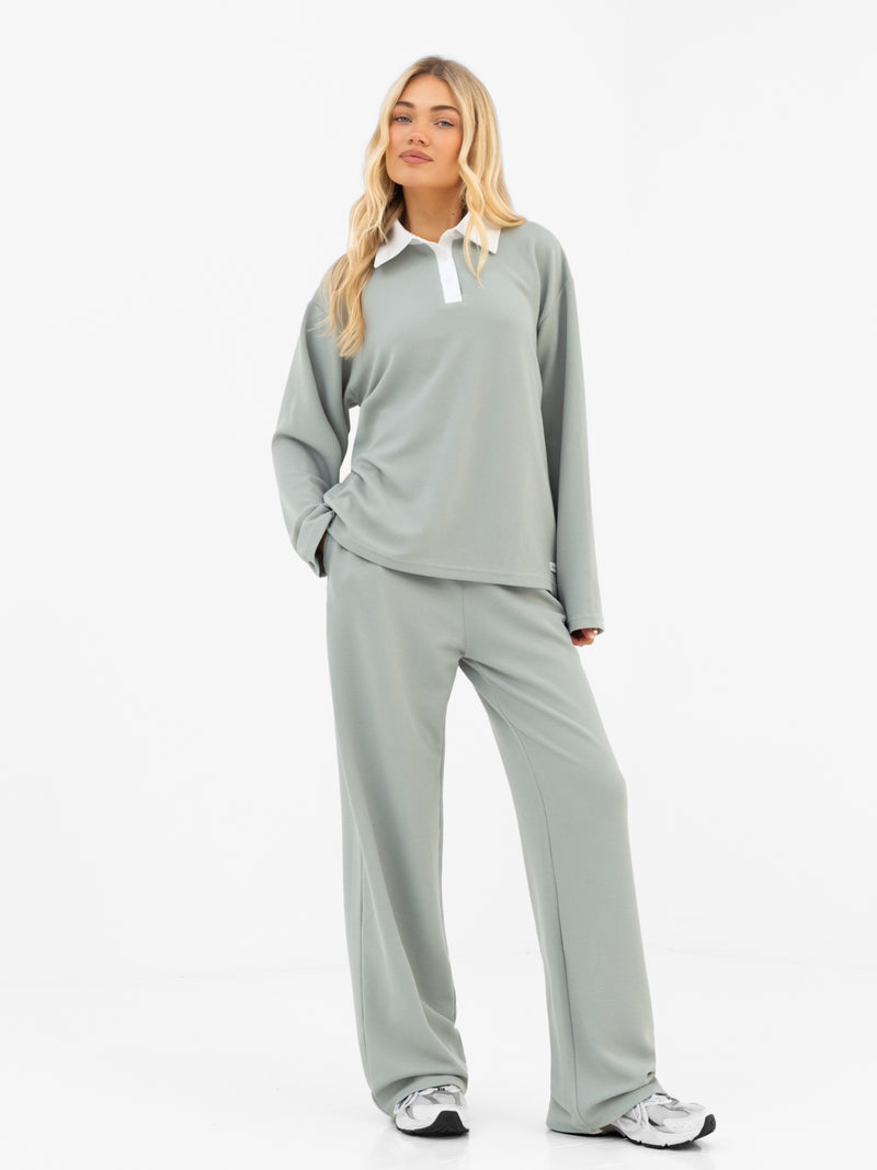 Soft Waffle Rugby Shirt - Sage Green