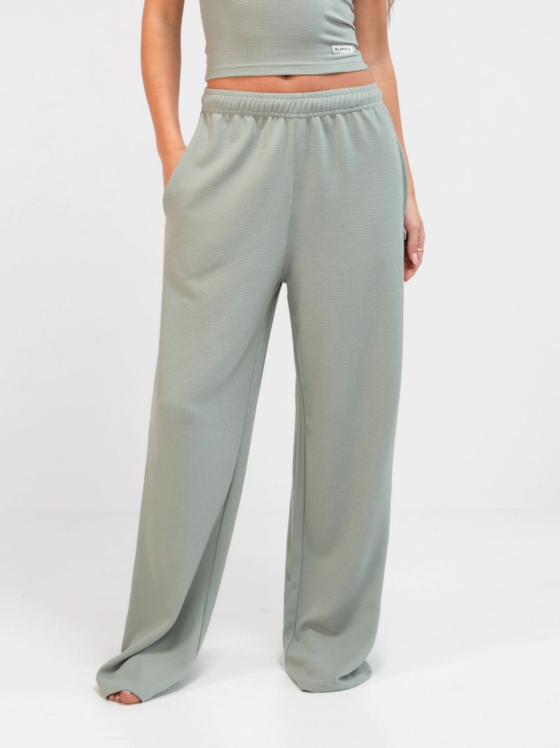 Soft Waffle Trousers - Sage Green