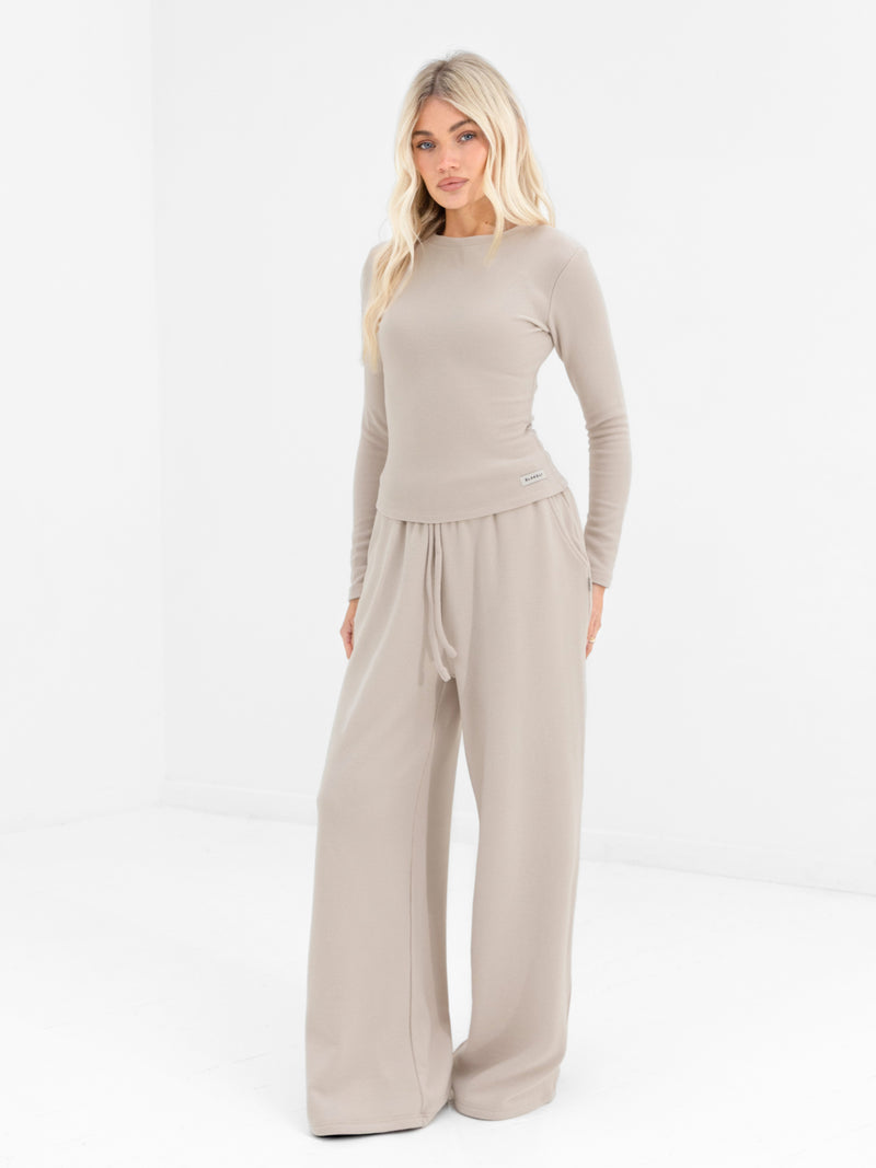 Ebony Long Sleeve Top - Light Stone