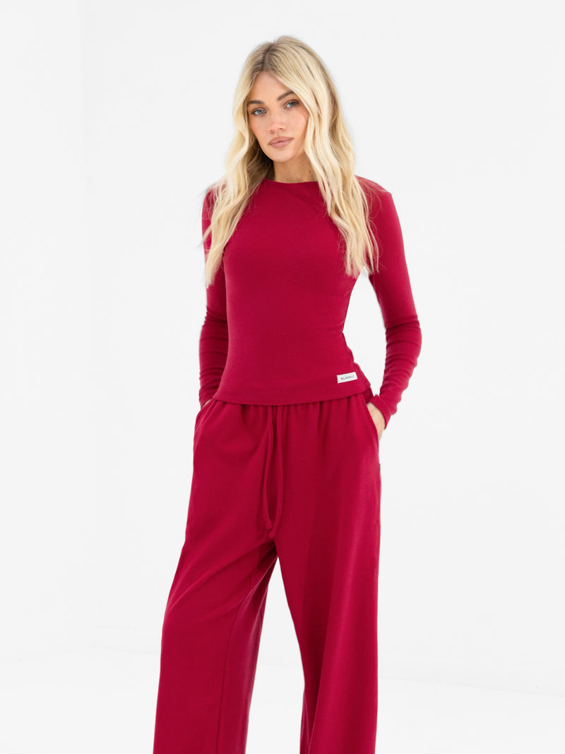Ebony Long Sleeve Top - Deep Raspberry