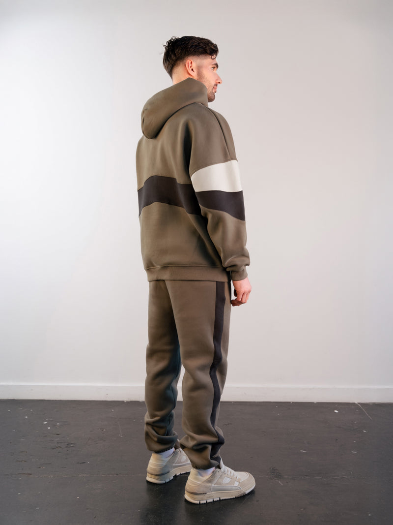 Panel Relaxed Hoodie - Safari Green