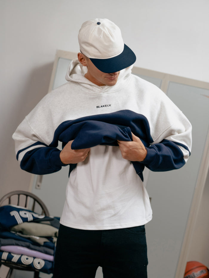 Curved Panel Relaxed Hoodie - True Navy