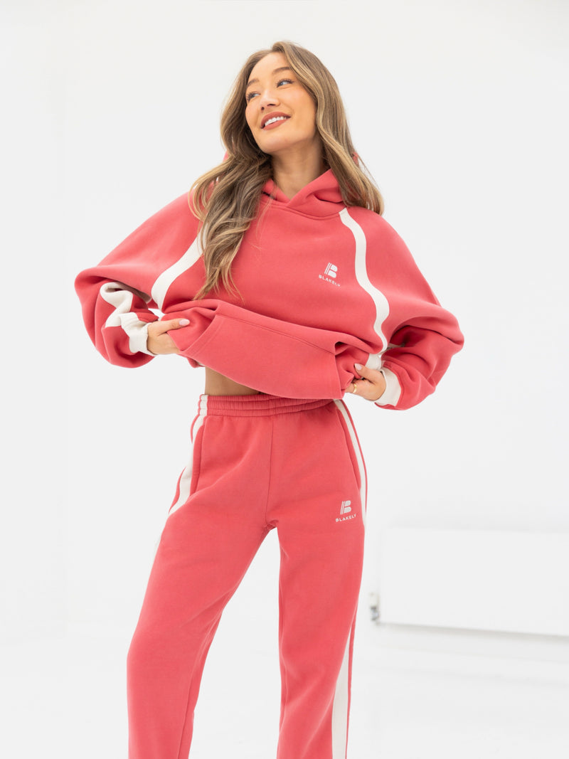 Classic Panel Hoodie & Sweatpants Set - Raspberry