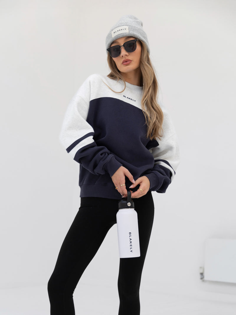 Curved Panel Oversized Sweater - True Navy