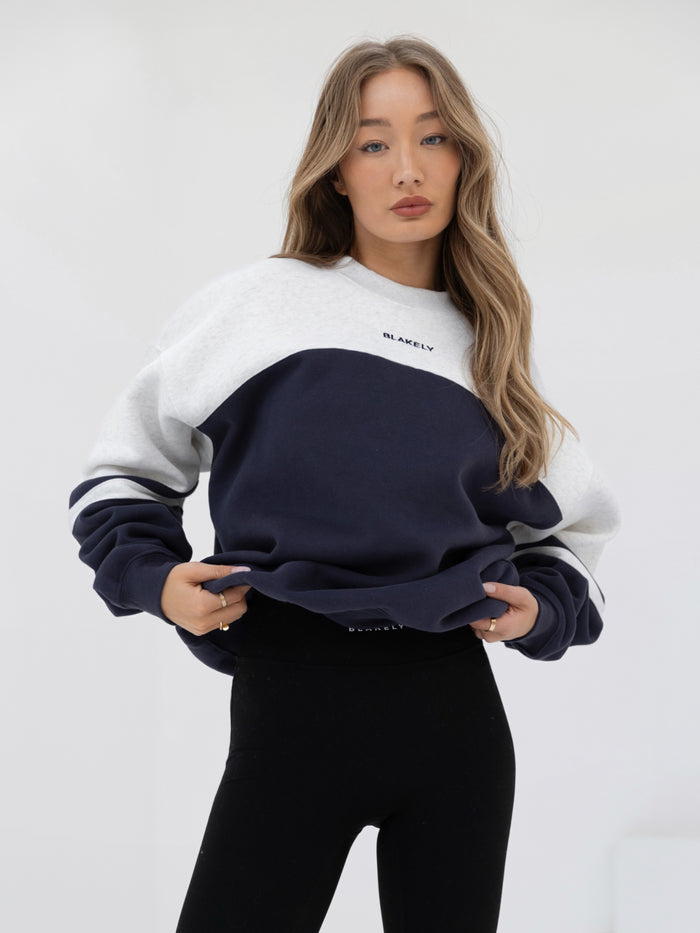 Curved Panel Oversized Sweater - True Navy