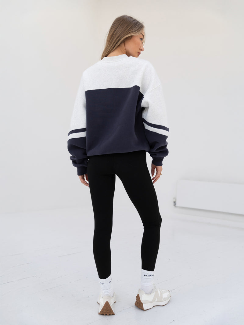 Curved Panel Oversized Sweater - True Navy