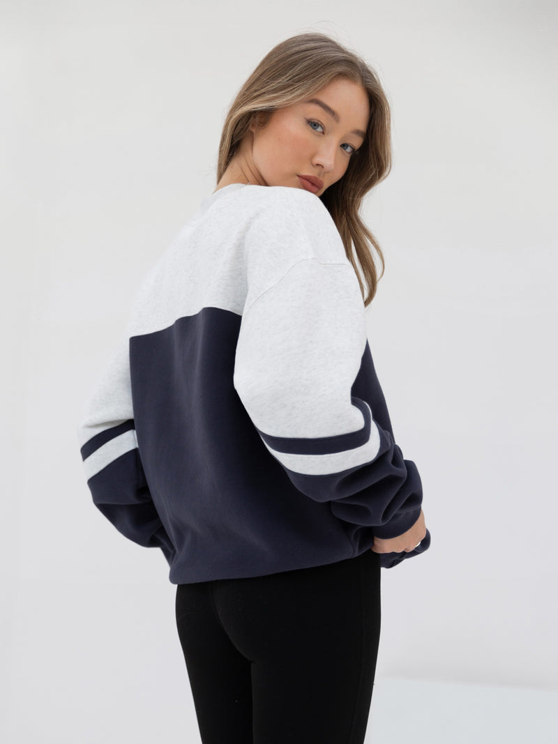 Curved Panel Oversized Sweater - True Navy