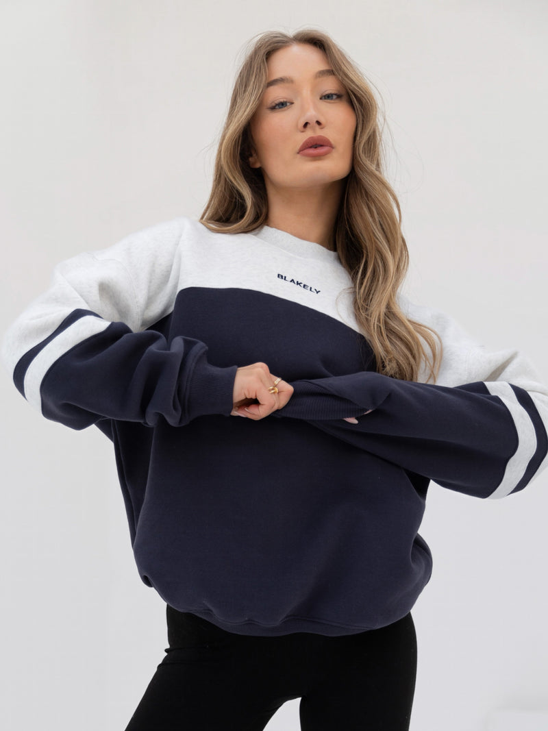 Curved Panel Oversized Sweater - True Navy