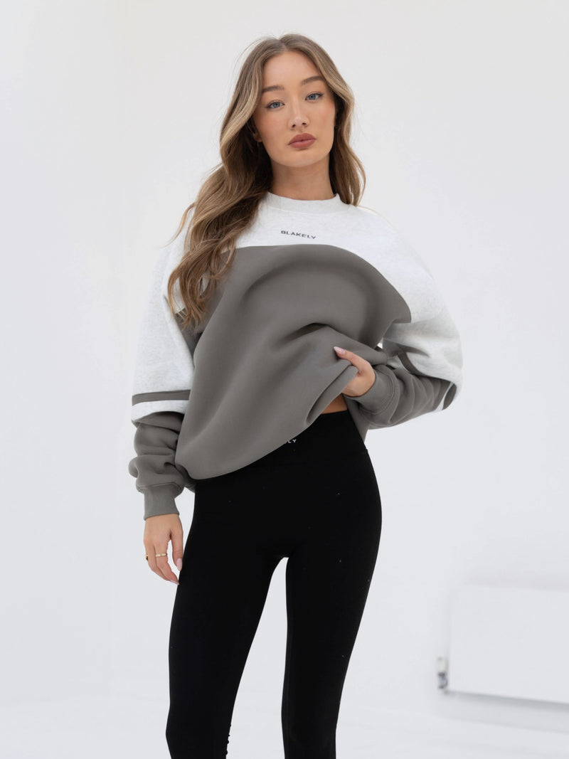 Curved Panel Oversized Sweater - Safari Green