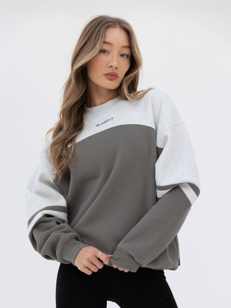 Curved Panel Oversized Sweater - Safari Green