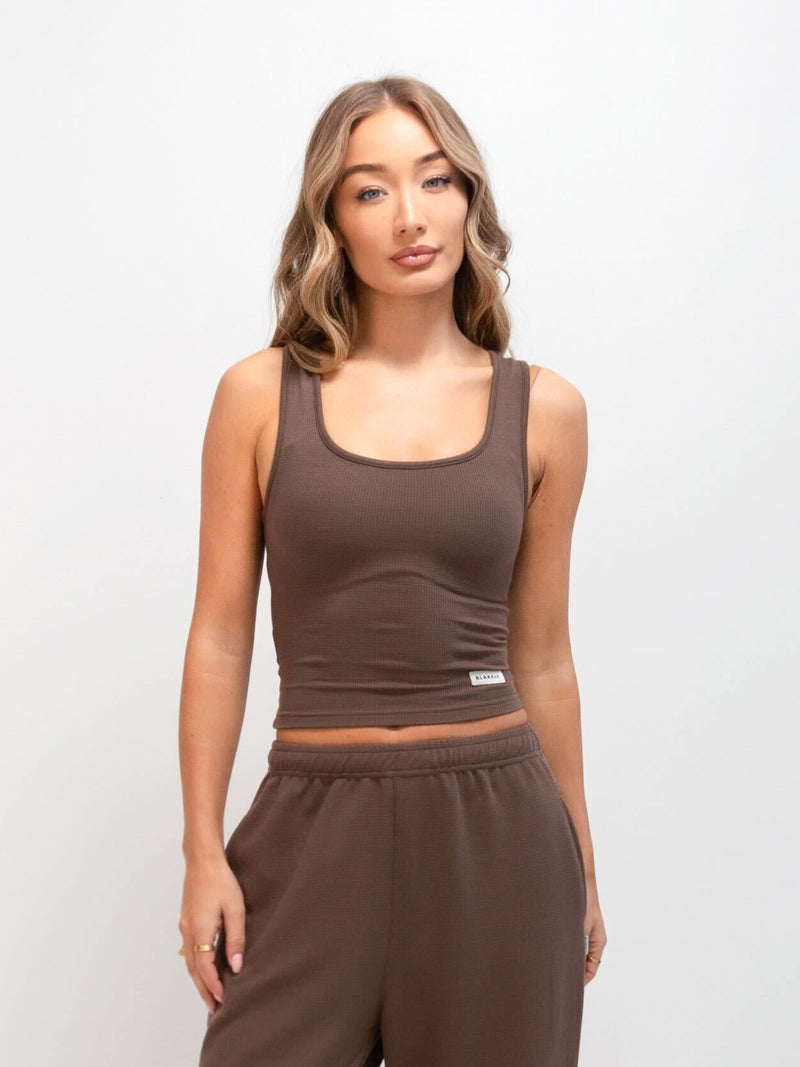 Soft Waffle Tank Top - Brown