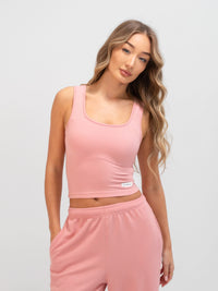 Soft Waffle Tank Top - Rose Pink