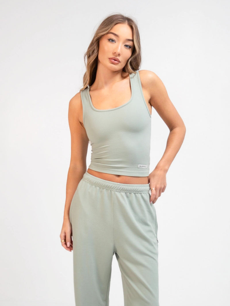 Soft Waffle Tank Top - Sage Green