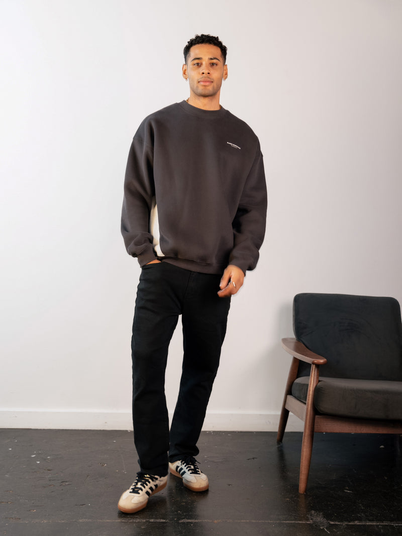 Panel Relaxed Sweater - Graphite