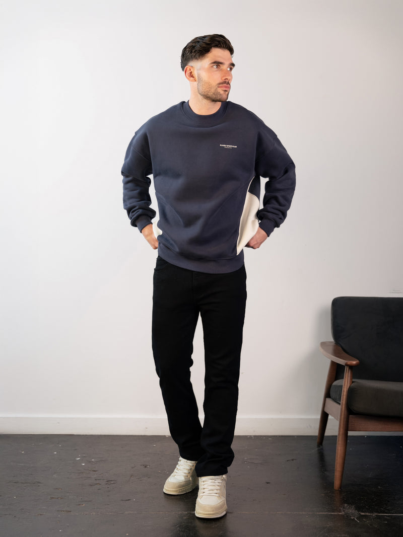 Panel Relaxed Sweater - True Navy