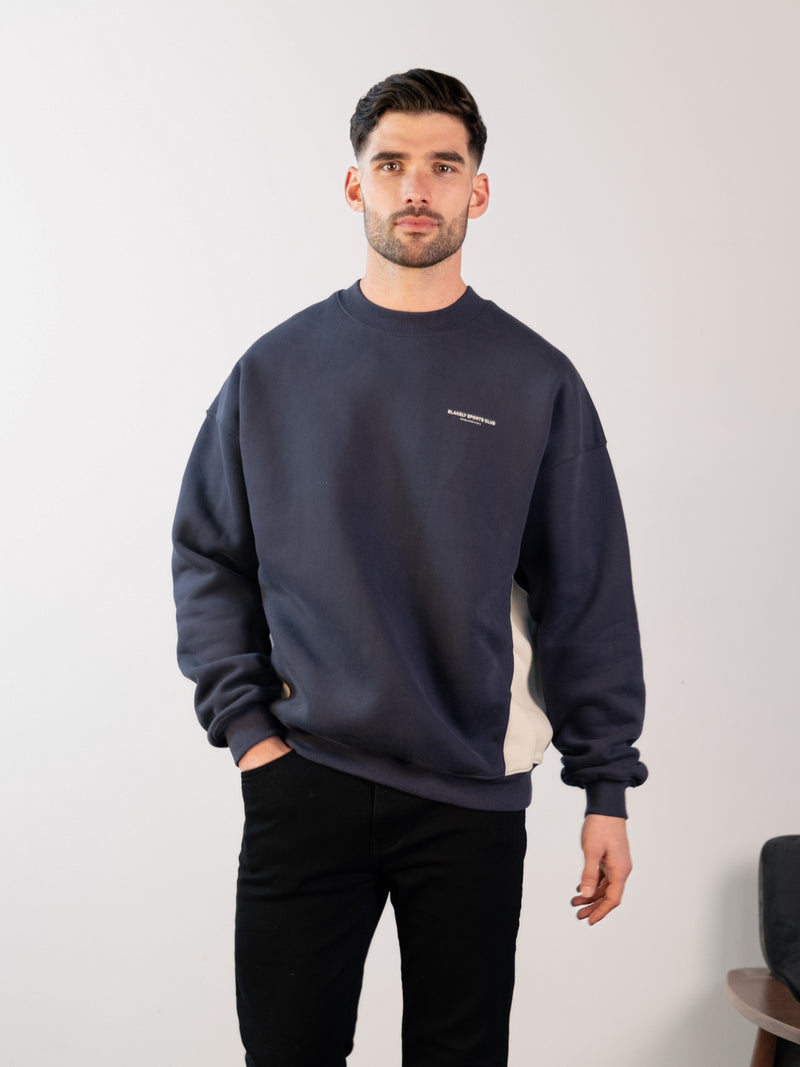 Panel Relaxed Sweater - True Navy