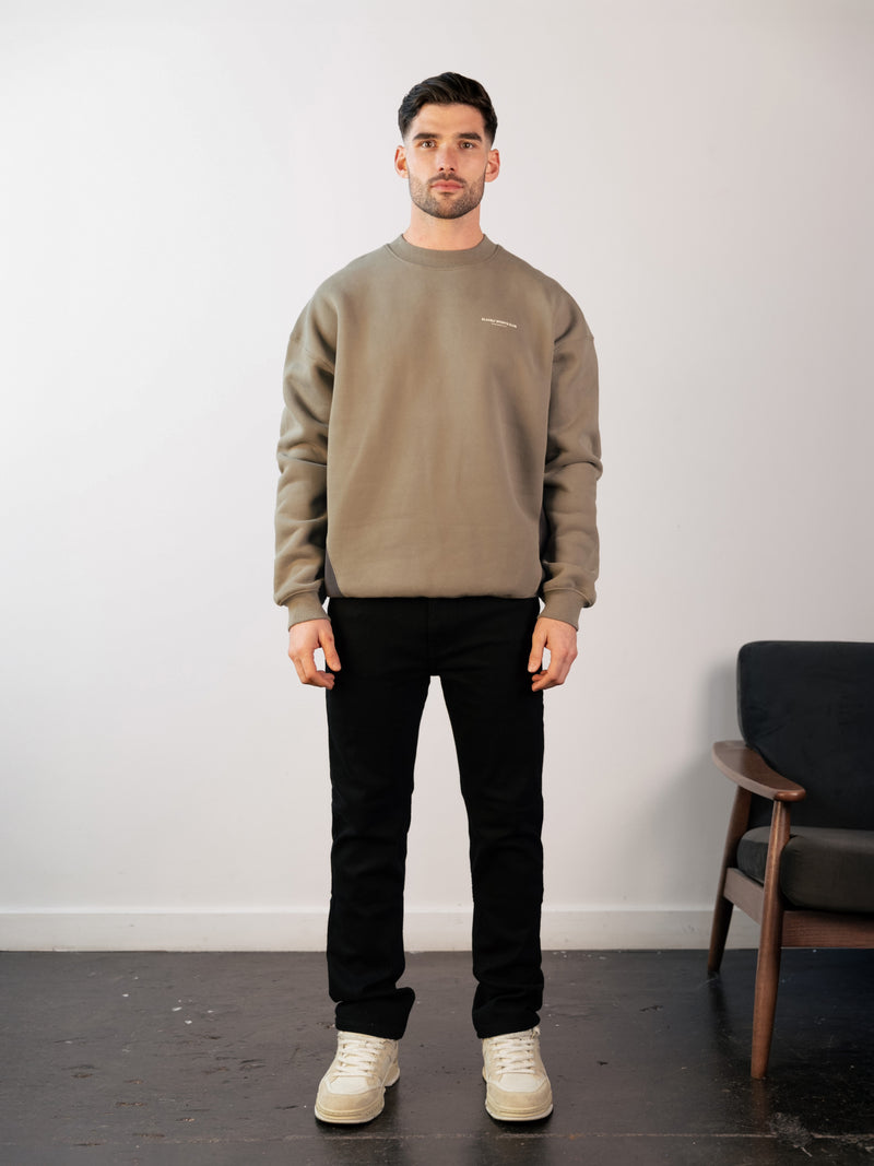 Panel Relaxed Sweater - Safari Green