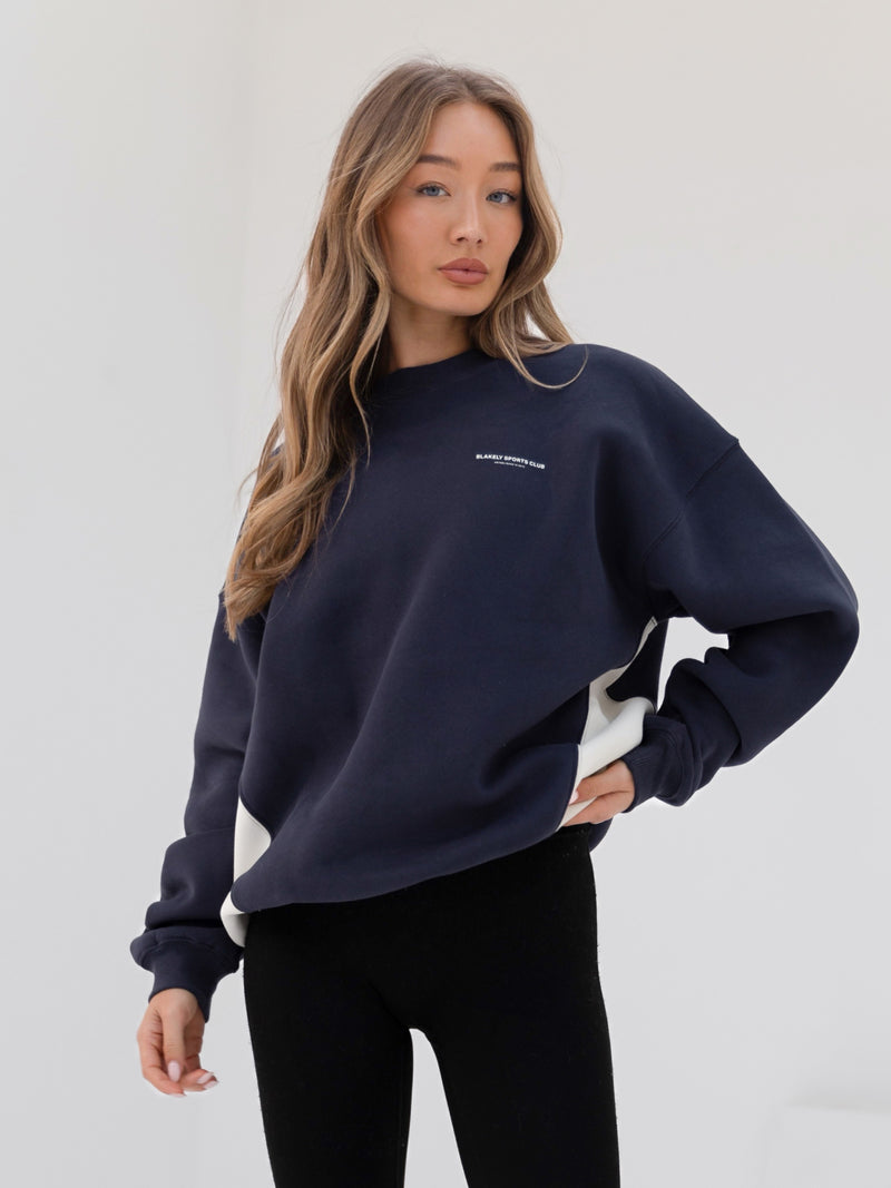 Panel Oversized Sweater - True Navy