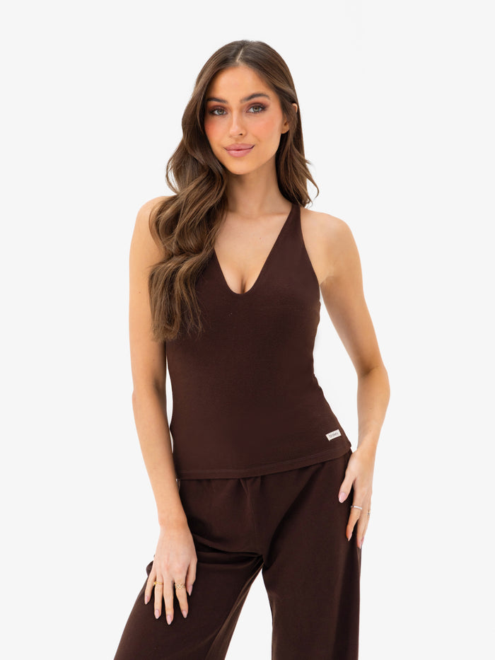 Nellie Vest Top - Dark Brown