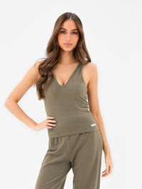 Nellie Vest Top - Moss Green
