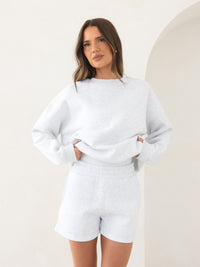 Blakely Basic Oversized Sweater - Marl White
