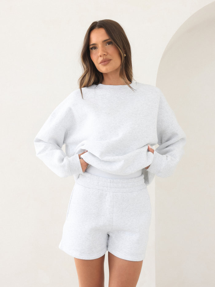Blakely Basic Oversized Sweater - Marl White