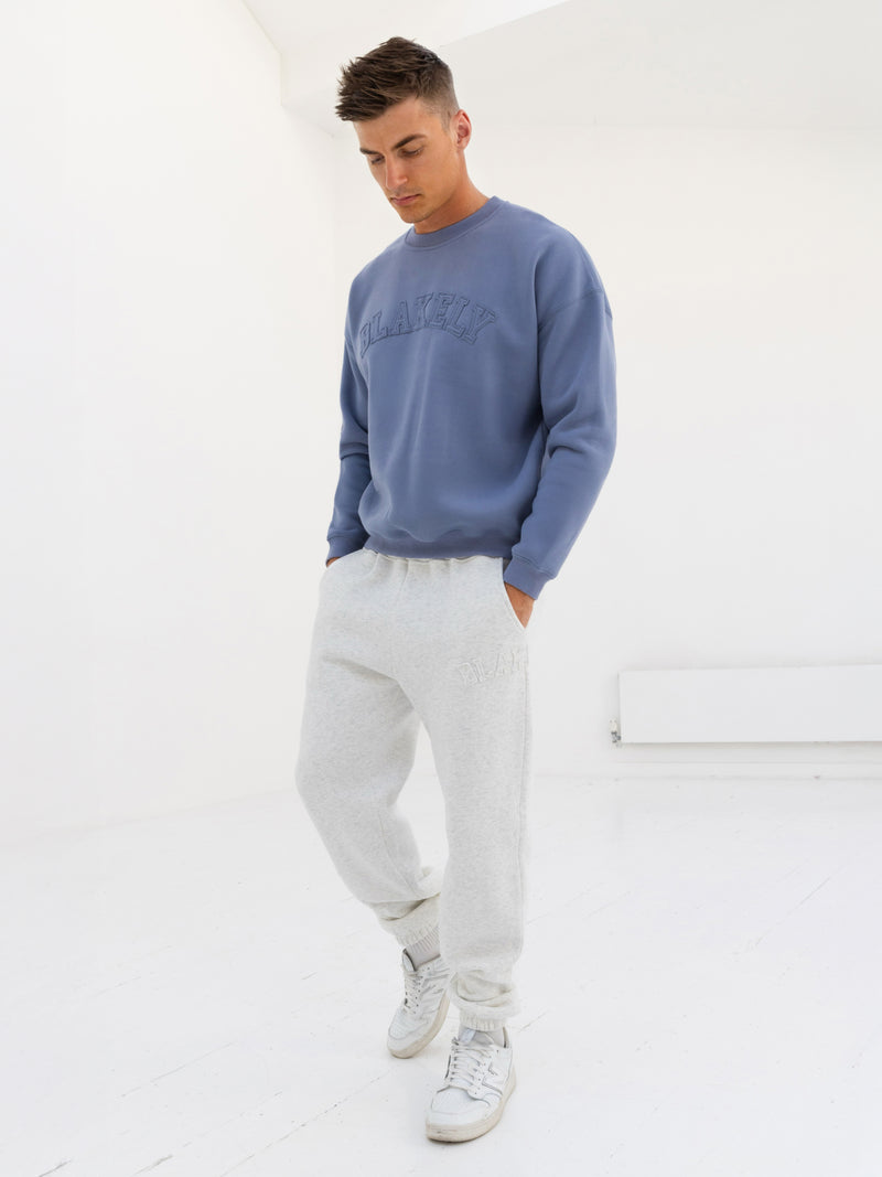 Tonal Varsity Relaxed Sweater - Granite Blue