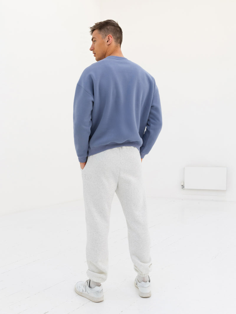 Tonal Varsity Relaxed Sweater - Granite Blue